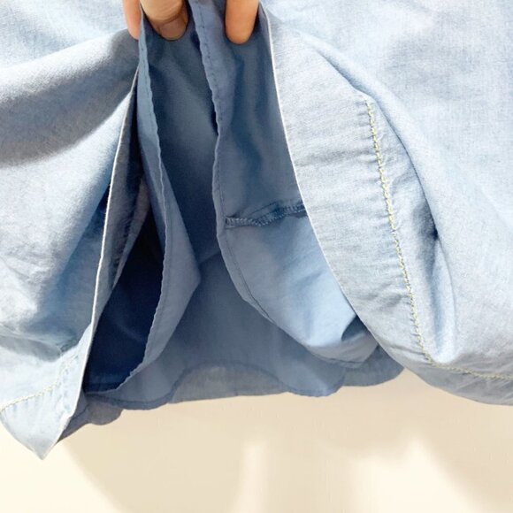 Mini Boden Chambray Embroidered Floral Dress Size 9/10 Peter Pan Collar - Picture 12 of 13